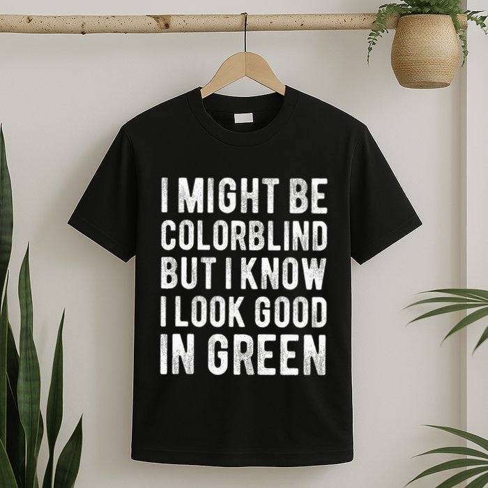 I Might Be Colorblind But I Know I Look Good In Green Funny T-Shirt