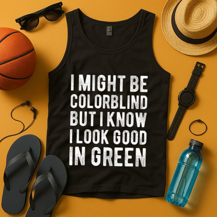 I Might Be Colorblind But I Know I Look Good In Green Funny Tank Top