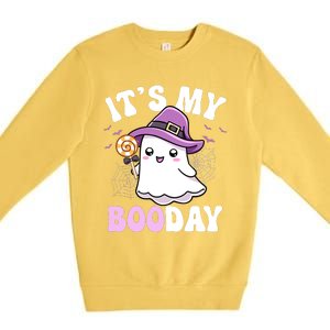 Its My Boo Day Cute Ghost Halloween Birthday Boy Girl Kids Premium Crewneck Sweatshirt