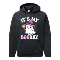 Its My Boo Day Cute Ghost Halloween Birthday Boy Girl Kids Performance Fleece Hoodie