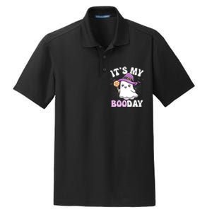 Its My Boo Day Cute Ghost Halloween Birthday Boy Girl Kids Dry Zone Grid Polo