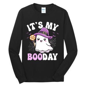 Its My Boo Day Cute Ghost Halloween Birthday Boy Girl Kids Tall Long Sleeve T-Shirt