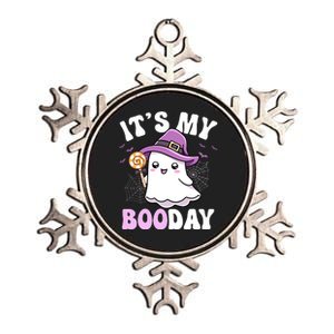 Its My Boo Day Cute Ghost Halloween Birthday Boy Girl Kids Metallic Star Ornament