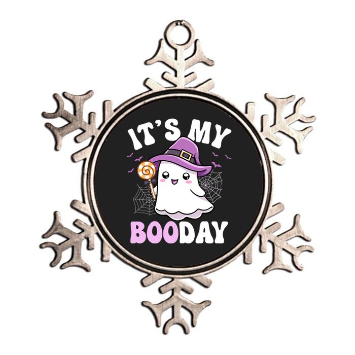 Its My Boo Day Cute Ghost Halloween Birthday Boy Girl Kids Metallic Star Ornament