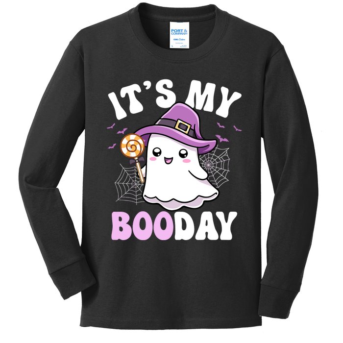 Its My Boo Day Cute Ghost Halloween Birthday Boy Girl Kids Kids Long Sleeve Shirt