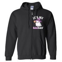 Its My Boo Day Cute Ghost Halloween Birthday Boy Girl Kids Full Zip Hoodie