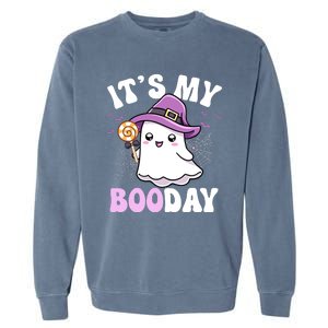 Its My Boo Day Cute Ghost Halloween Birthday Boy Girl Kids Garment-Dyed Sweatshirt