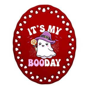 Its My Boo Day Cute Ghost Halloween Birthday Boy Girl Kids Ceramic Oval Ornament