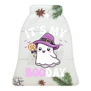 Its My Boo Day Cute Ghost Halloween Birthday Boy Girl Kids Ceramic Bell Ornament