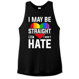 I May Be Straight But I Don't Hate LGBT Pride Ally Ladies PosiCharge Tri-Blend Wicking Tank