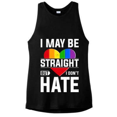 I May Be Straight But I Don't Hate LGBT Pride Ally Ladies PosiCharge Tri-Blend Wicking Tank