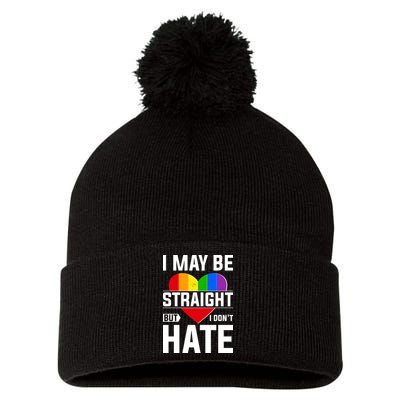 I May Be Straight But I Don't Hate LGBT Pride Ally Pom Pom 12in Knit Beanie