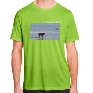 I May Be Stupid Cow On Beach Funny Meme Adult ChromaSoft Performance T-Shirt