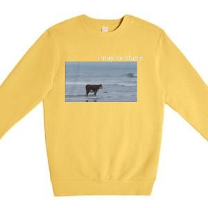 I May Be Stupid Cow On Beach Funny Meme Premium Crewneck Sweatshirt