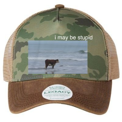 I May Be Stupid Cow On Beach Funny Meme Legacy Tie Dye Trucker Hat