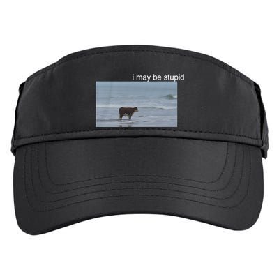 I May Be Stupid Cow On Beach Funny Meme Adult Drive Performance Visor