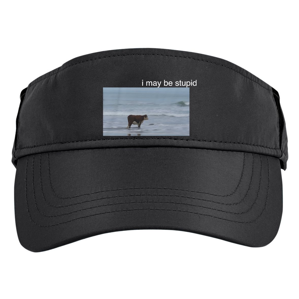 I May Be Stupid Cow On Beach Funny Meme Adult Drive Performance Visor