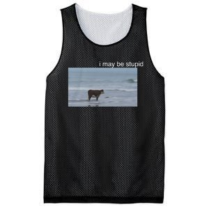 I May Be Stupid Cow On Beach Funny Meme Mesh Reversible Basketball Jersey Tank