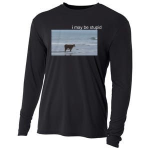 I May Be Stupid Cow On Beach Funny Meme Cooling Performance Long Sleeve Crew