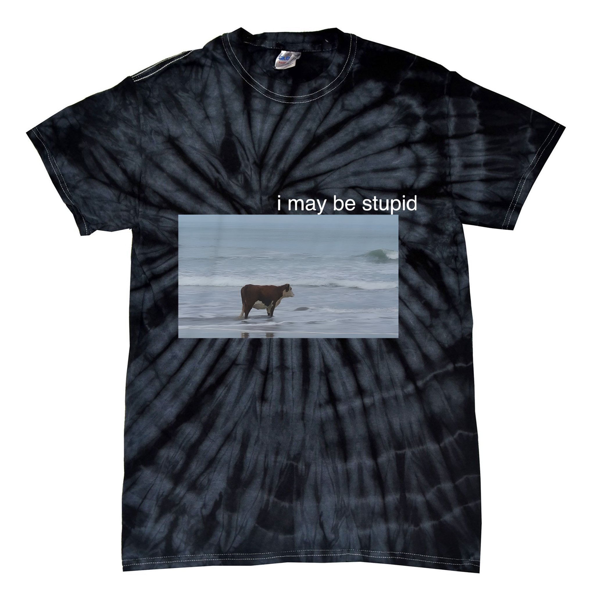 I May Be Stupid Cow On Beach Funny Meme Tie-Dye T-Shirt
