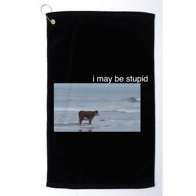 I May Be Stupid Cow On Beach Funny Meme Golf Towel