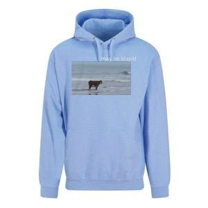 I May Be Stupid Cow On Beach Funny Meme Unisex Surf Hoodie