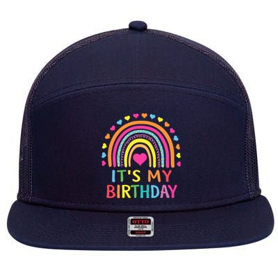 ItS My Birthday For Wo Teens Girl Gift Rainbow 7 Panel Mesh Trucker Snapback Hat