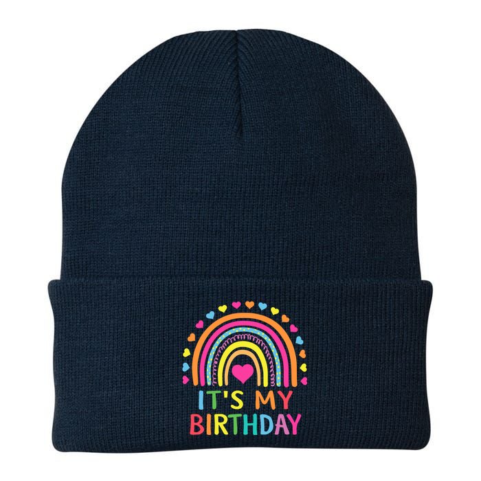 ItS My Birthday For Wo Teens Girl Gift Rainbow Knit Cap Winter Beanie