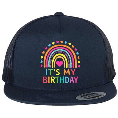 ItS My Birthday For Wo Teens Girl Gift Rainbow Flat Bill Trucker Hat