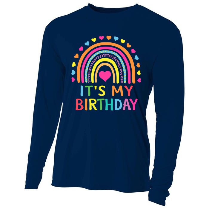 ItS My Birthday For Wo Teens Girl Gift Rainbow Cooling Performance Long Sleeve Crew