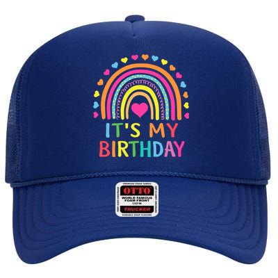 ItS My Birthday For Wo Teens Girl Gift Rainbow High Crown Mesh Back Trucker Hat