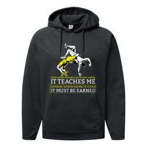 It Must Be Earned Wrestling TShirt Performance Fleece Hoodie