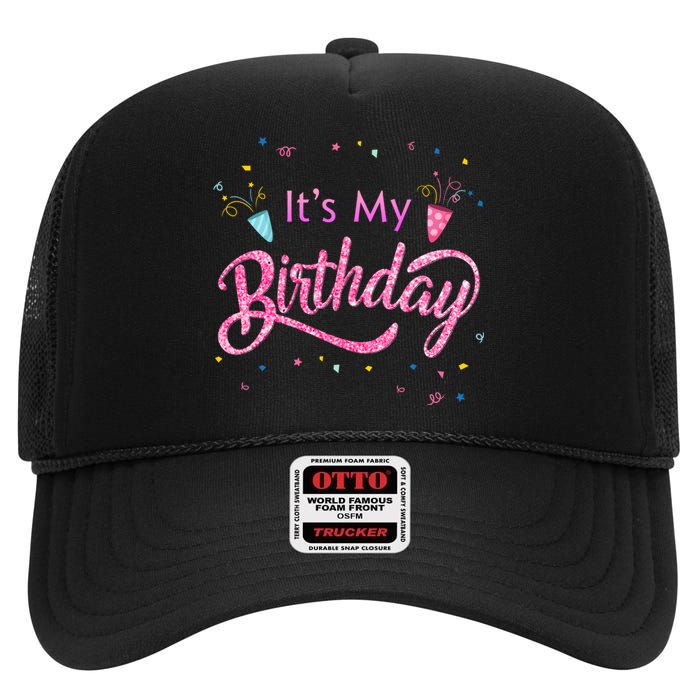 It's My Birthday Tee High Crown Mesh Back Trucker Hat