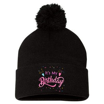 It's My Birthday Tee Pom Pom 12in Knit Beanie