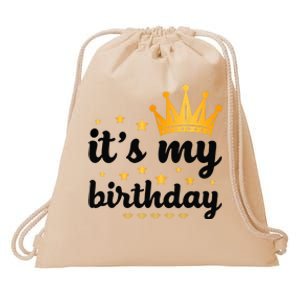 It's My Birthday for Wo, Teens, Girl, Black & Gold Drawstring Bag