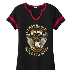 I May Be Old But I Saw The Cool Bands Ladies Halftime Notch Neck Tee