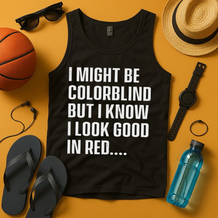 I Might Be Colorblind But I Know I Look Good In Red Tank Top