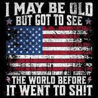 I May Be Old But Got To See The World Before It Went To Shit Stripe Pom Pom Beanie