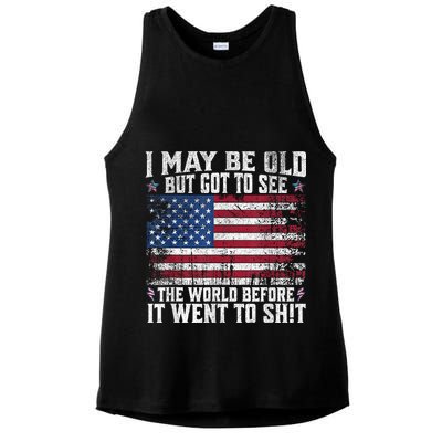I May Be Old But Got To See The World Before It Went To Shit Ladies PosiCharge Tri-Blend Wicking Tank