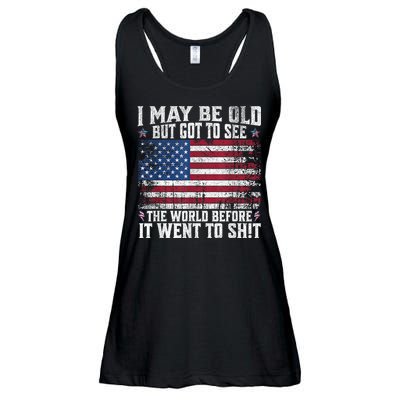 I May Be Old But Got To See The World Before It Went To Shit Ladies Essential Flowy Tank