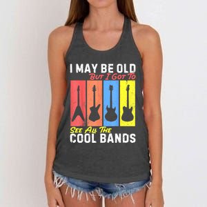 I May Be Old But I Got To See All The Cool Bands Guitarist Women's Knotted Racerback Tank