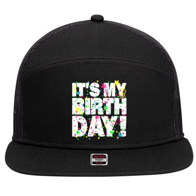 ItS My Birthday Confetti Gifts 7 Panel Mesh Trucker Snapback Hat