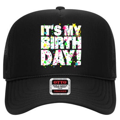 ItS My Birthday Confetti Gifts High Crown Mesh Back Trucker Hat