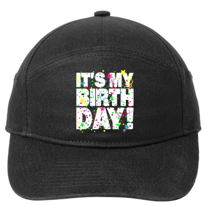 ItS My Birthday Confetti Gifts 7-Panel Snapback Hat