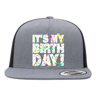 ItS My Birthday Confetti Gifts Flat Bill Trucker Hat