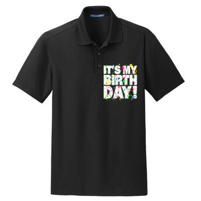 ItS My Birthday Confetti Gifts Dry Zone Grid Polo