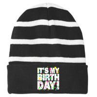 ItS My Birthday Confetti Gifts Striped Beanie with Solid Band