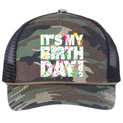 ItS My Birthday Confetti Gifts Retro Rope Trucker Hat Cap