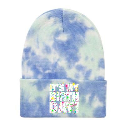 ItS My Birthday Confetti Gifts Tie Dye 12in Knit Beanie