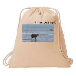 I May Be Stupid Cow On Beach Drawstring Bag